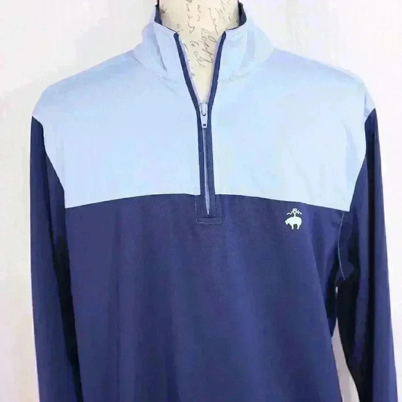 Brooks Brothers Size M two-tone blue 1/4 zip pullover - Picture 2 of 11